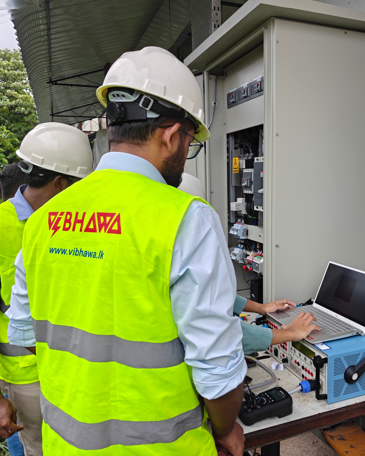 Vibhawa Electrical Testing & Consultancy Experts performing testing in an industrial facility