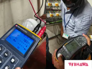 Standard Chartered Rooftop Solar Project By Vibhawa Consultants | A Landmark In Sri Lanka’s Clean Energy Journey 3 Vibhawa engineers using advanced testing equipment to measure solar system performance in real time