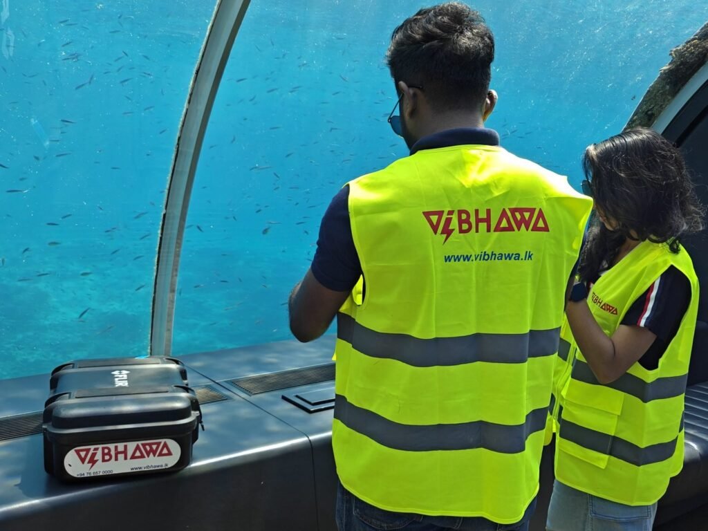 Maldives 2 Vibhawa engineers carrying out electrical inspection at an underwater restaurant in a Maldives resort